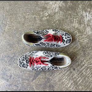 Golden Goose leopard sneakers w red laces